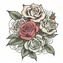 three roses tangled together  tattoo design idea