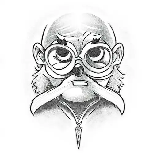 desenho do Olaf com o chapéu seletor do Harry Potter tattoo design idea