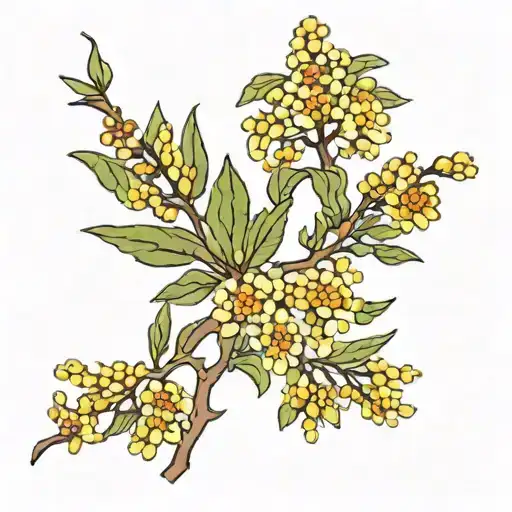 Flowering Golden wattle branch tattoo design idea