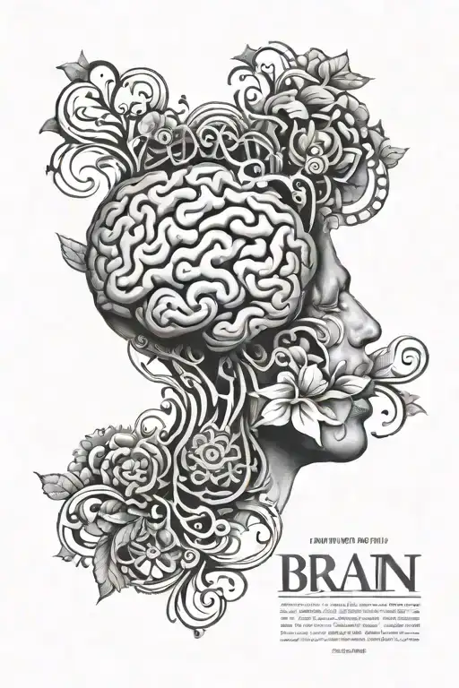A tattoo design featuring a brain with intricate patterns symbolizing psychology and self-discovery tattoo design idea