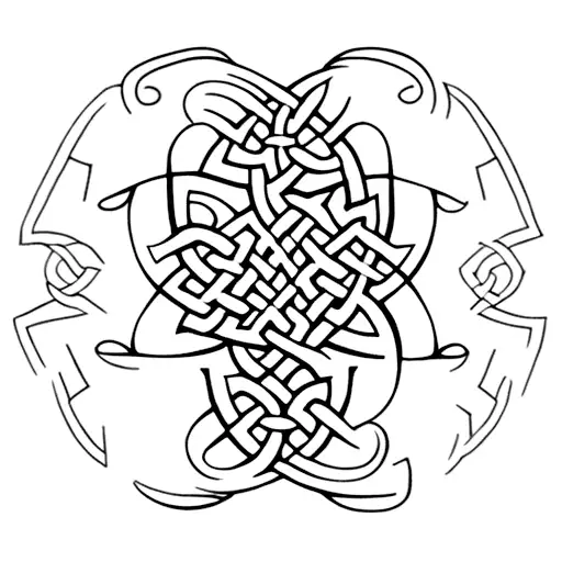 Celtic know for mother and two children with hearts tattoo design idea