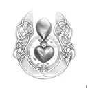 Celtic know for mother and two children with hearts tattoo design idea