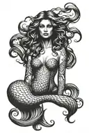 mermaid siren tattoo mixed with Medusa full body   tattoo design idea