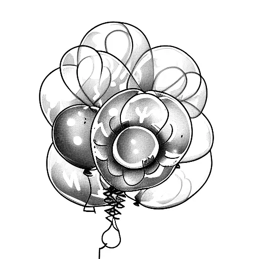 balloons with flowers tattoo design idea