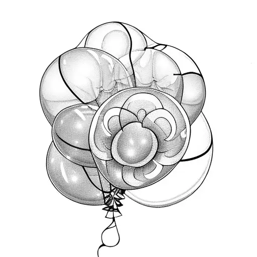 balloons with flowers tattoo design idea