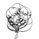 balloons with flowers tattoo design idea