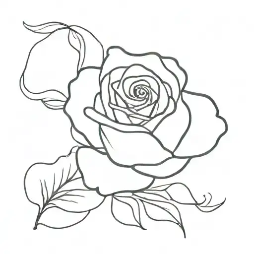 Minimalist Watercolour style line drawing of something sea related with a rose and something Gemini tattoo design idea