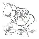Minimalist Watercolour style line drawing of something sea related with a rose and something Gemini tattoo design idea