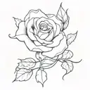 Minimalist Watercolour style line drawing of something sea related with a rose and something Gemini tattoo design idea