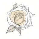 Minimalist Watercolour style line drawing of something sea related with a rose and something Gemini tattoo design idea