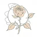 Minimalist Watercolour style line drawing of something sea related with a rose and something Gemini tattoo design idea