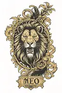 lion in a forest with claw marks reveling the word tattoo design idea
