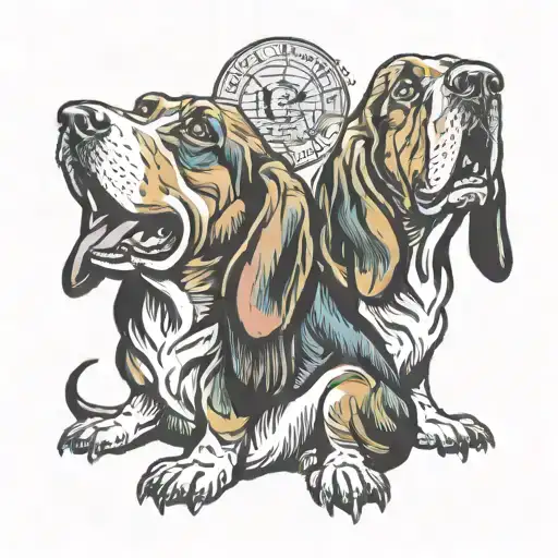 basset hounds howling tattoo design idea