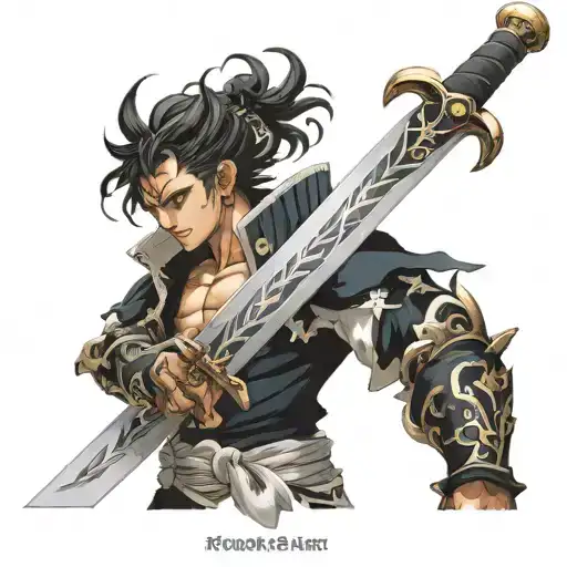 black clover anime demon slayer sword tattoo design idea