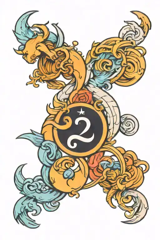 Zodiac sign Capricorn and gemini sign intertwined tattoo design idea