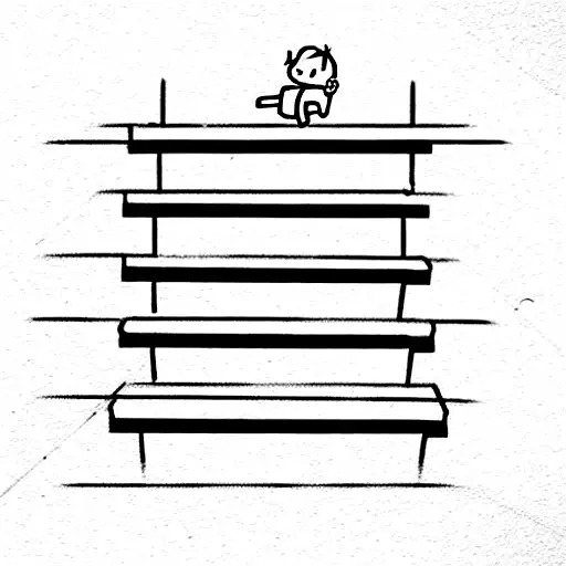 boy climbing stairs tattoo design idea