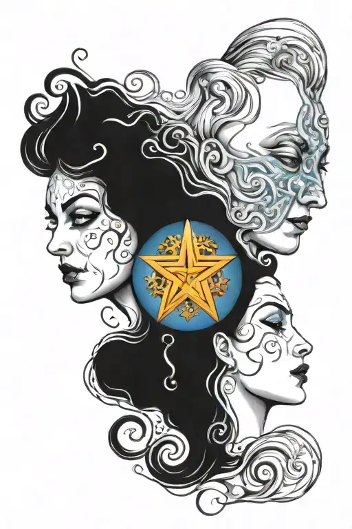 combined gemini and aquarius tattoo design idea