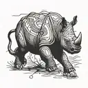 rhino carrying American football in front arm like a running back tattoo design idea