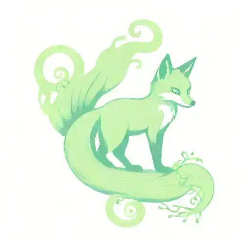 kitsune fox Cherry tree roots tattoo design idea