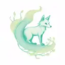 kitsune fox Cherry tree roots tattoo design idea