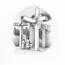 empty tomb looking out at crosses and an olive garden tattoo design idea