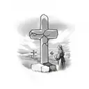 empty tomb looking out at crosses and an olive garden tattoo design idea