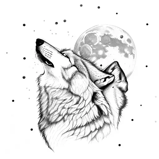 a howling wolf with moon snow and hope tattoo design idea