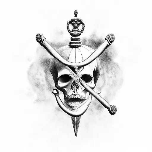 Seaman, poseidon, boat, skull, pirate tattoo design idea