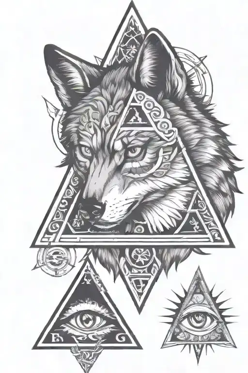 Wolf and illuminati eye symbol tattoo design idea