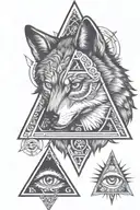 Wolf and illuminati eye symbol tattoo design idea