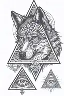 Wolf and illuminati eye symbol tattoo design idea