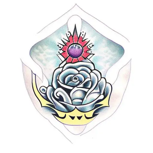 dagger with the phrase "may you find peace in the chaos" incorperated in it tattoo design idea