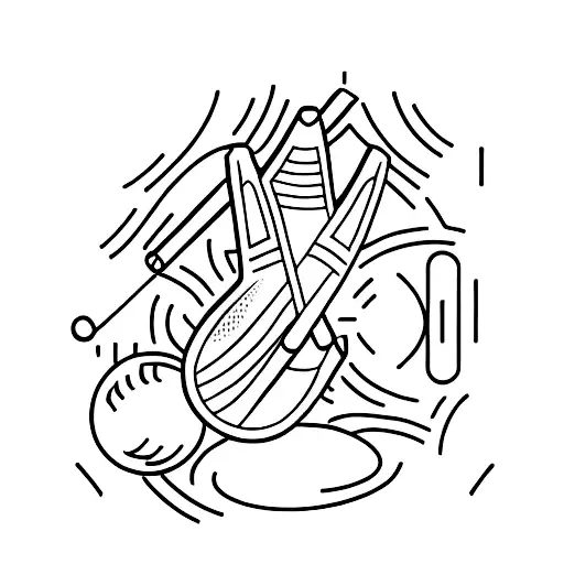 A minimalist tattoo of a cricket bat and ball tattoo design idea