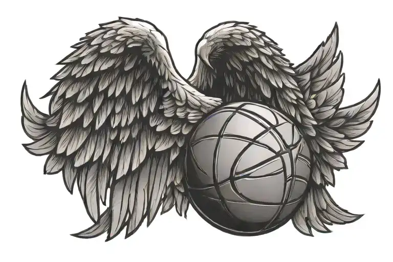 basketball with wings spread tattoo design idea