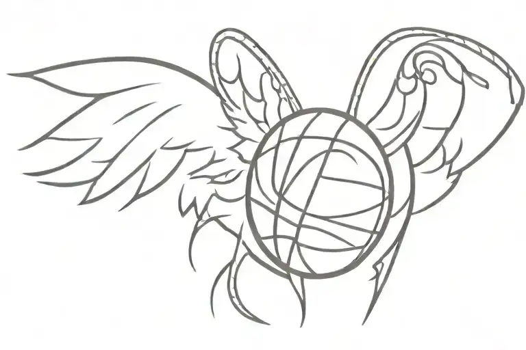 basketball with wings spread wide tattoo design idea