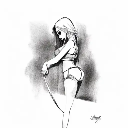 hot girl with thongs and a dirtbike tattoo design idea