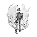 old west Wyoming hunting tattoo design idea