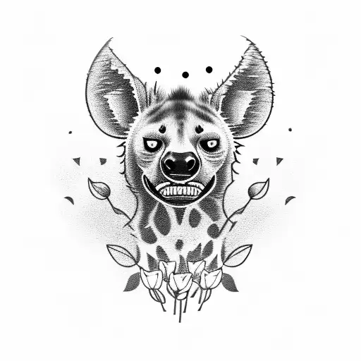 hyena with tulips  tattoo design idea