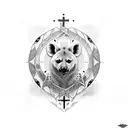 Christian Cross with hyena tattoo design idea