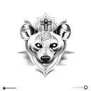 Christian Cross with hyena tattoo design idea