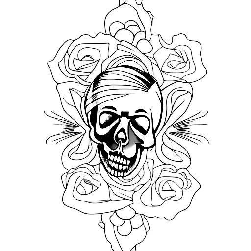 Flamenco dancer with a death skull instead of her head tattoo design idea