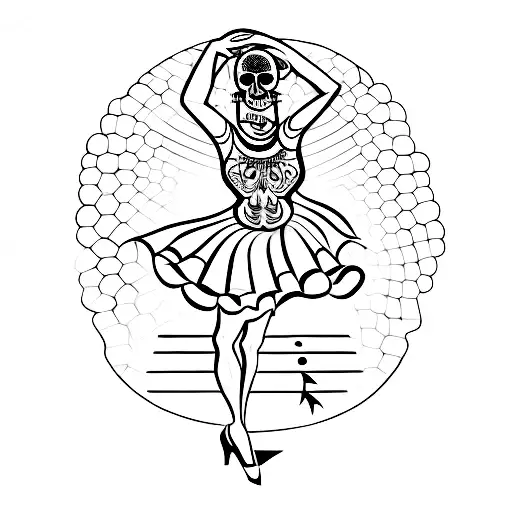 Flamenco dancer with a skull tattoo design idea