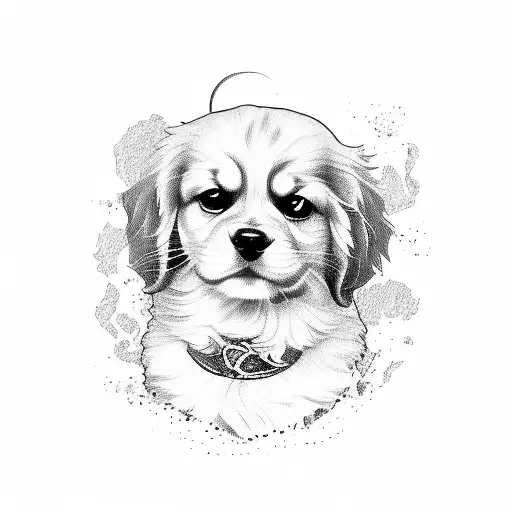 golden retriever, cavalier king charles spaniel and a cat tattoo design idea