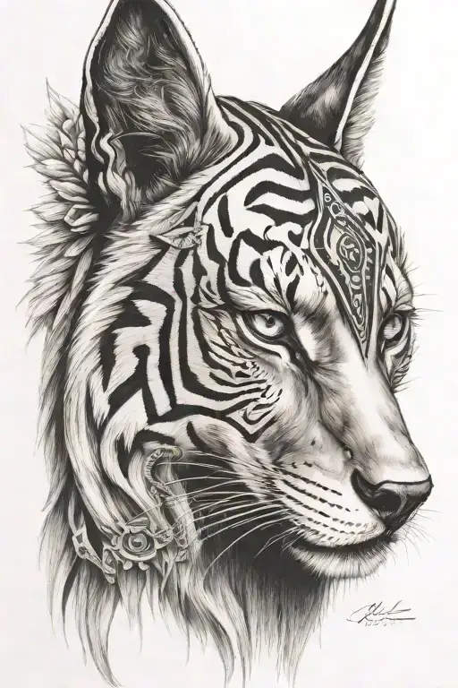 Anubis as a Tiger, Eye of horus tattoo design idea