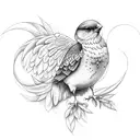 Birdie with Amy ribbon tattoo design idea