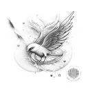 Birdie with Amy ribbon tattoo design idea