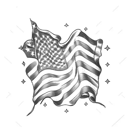American Flag with Constitution tattoo design idea