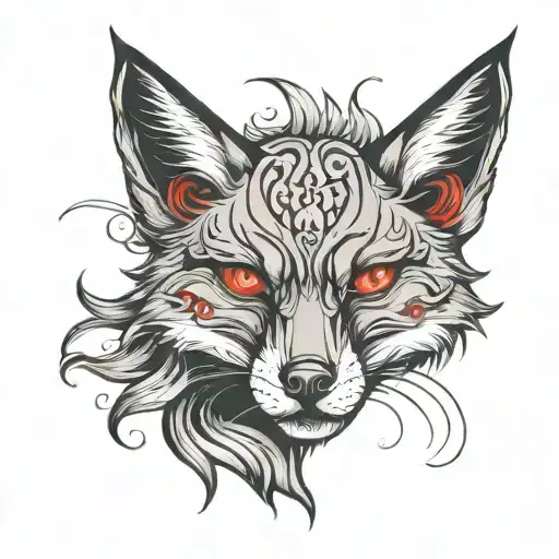 Angry fox with red eyes tattoo design idea