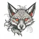 Angry fox with red eyes tattoo design idea