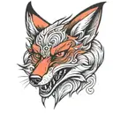 Angry fox with red eyes tattoo design idea